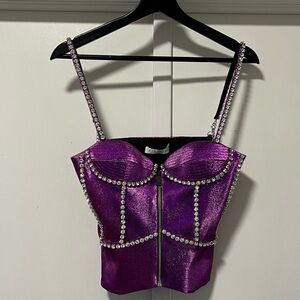 AREA lame corset top